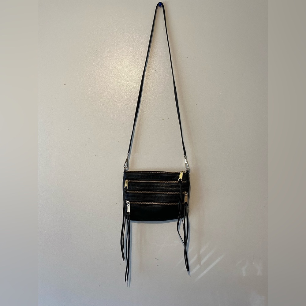 Rebecca Minkoff Three-ZipRocker Crossbody Bag, Black